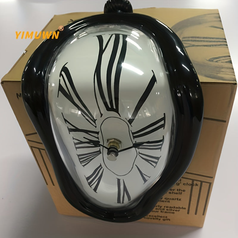 1pc Surreal Melted Twisted Roman Numeral Wall Clocks - Surrealism Style Clock - Metal - For Living Room & Bedroom Decor - Unique Gift for Art Lovers
