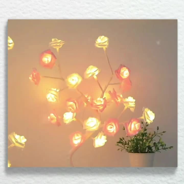 1pc LED Rose Flower Table Lamp - Romantic Fairy Lights with 24 LEDs, USB Powered, Valentine's Day, Christmas, Wedding, Bedroom Decoration, Night Light, Gift Idea for Her, Home Party Ambiance