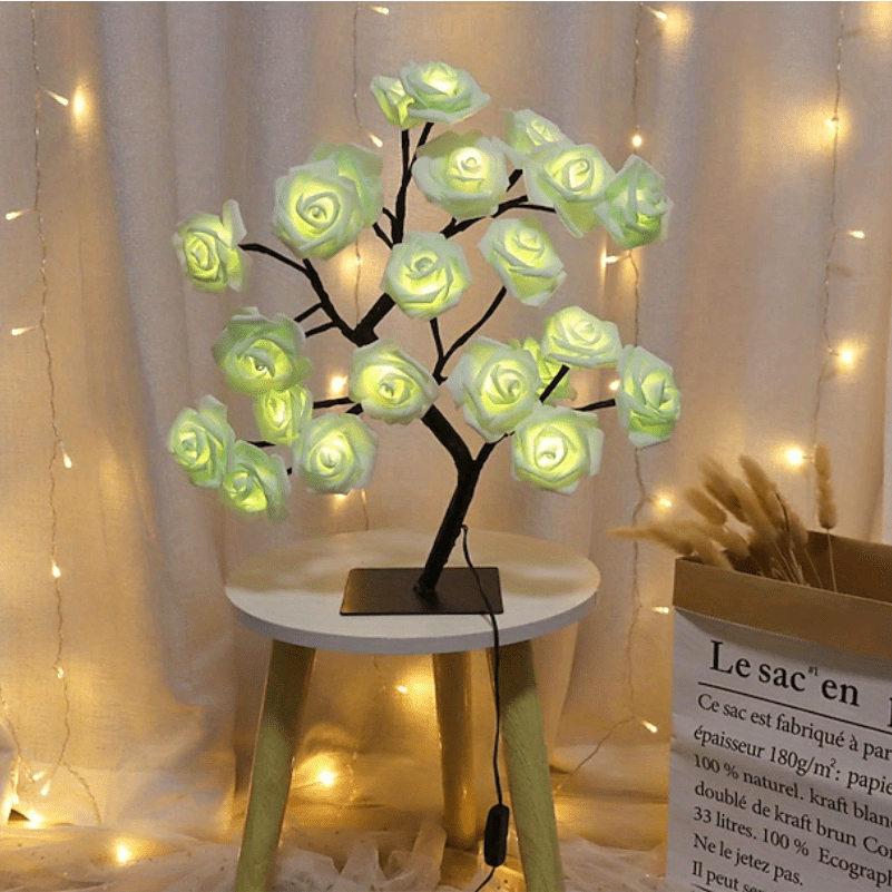 1pc LED Rose Flower Table Lamp - Romantic Fairy Lights with 24 LEDs, USB Powered, Valentine's Day, Christmas, Wedding, Bedroom Decoration, Night Light, Gift Idea for Her, Home Party Ambiance