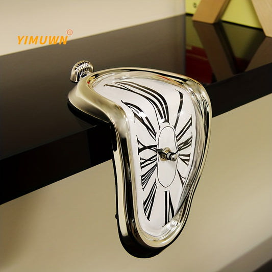 1pc Surreal Melted Twisted Roman Numeral Wall Clocks - Surrealism Style Clock -  Metal - For Living Room & Bedroom Decor - Unique Gift for Art Lovers