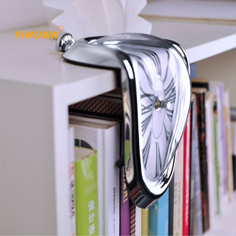 1pc Surreal Melted Twisted Roman Numeral Wall Clocks - Surrealism Style Clock -  Metal - For Living Room & Bedroom Decor - Unique Gift for Art Lovers