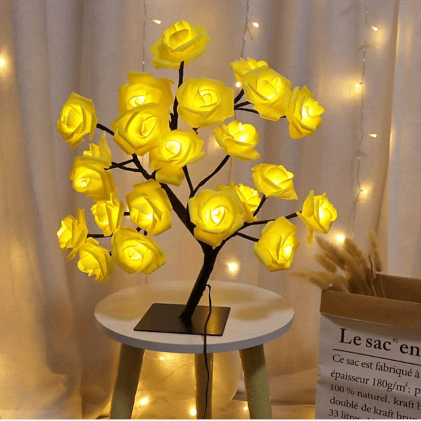 1pc LED Rose Flower Table Lamp - Romantic Fairy Lights with 24 LEDs, USB Powered, Valentine's Day, Christmas, Wedding, Bedroom Decoration, Night Light, Gift Idea for Her, Home Party Ambiance