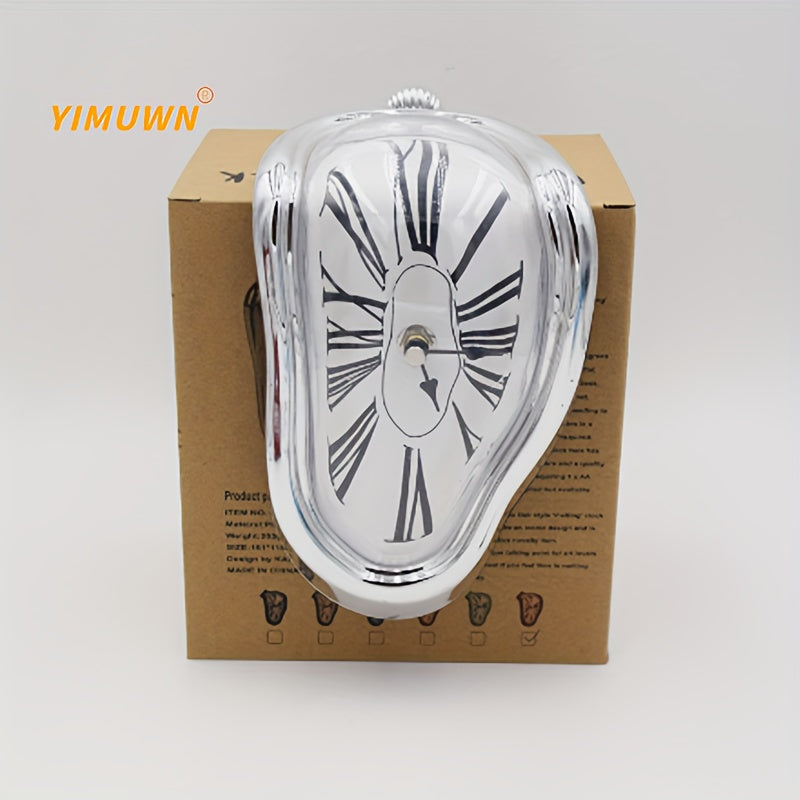 1pc Surreal Melted Twisted Roman Numeral Wall Clocks - Surrealism Style Clock -  Metal - For Living Room & Bedroom Decor - Unique Gift for Art Lovers